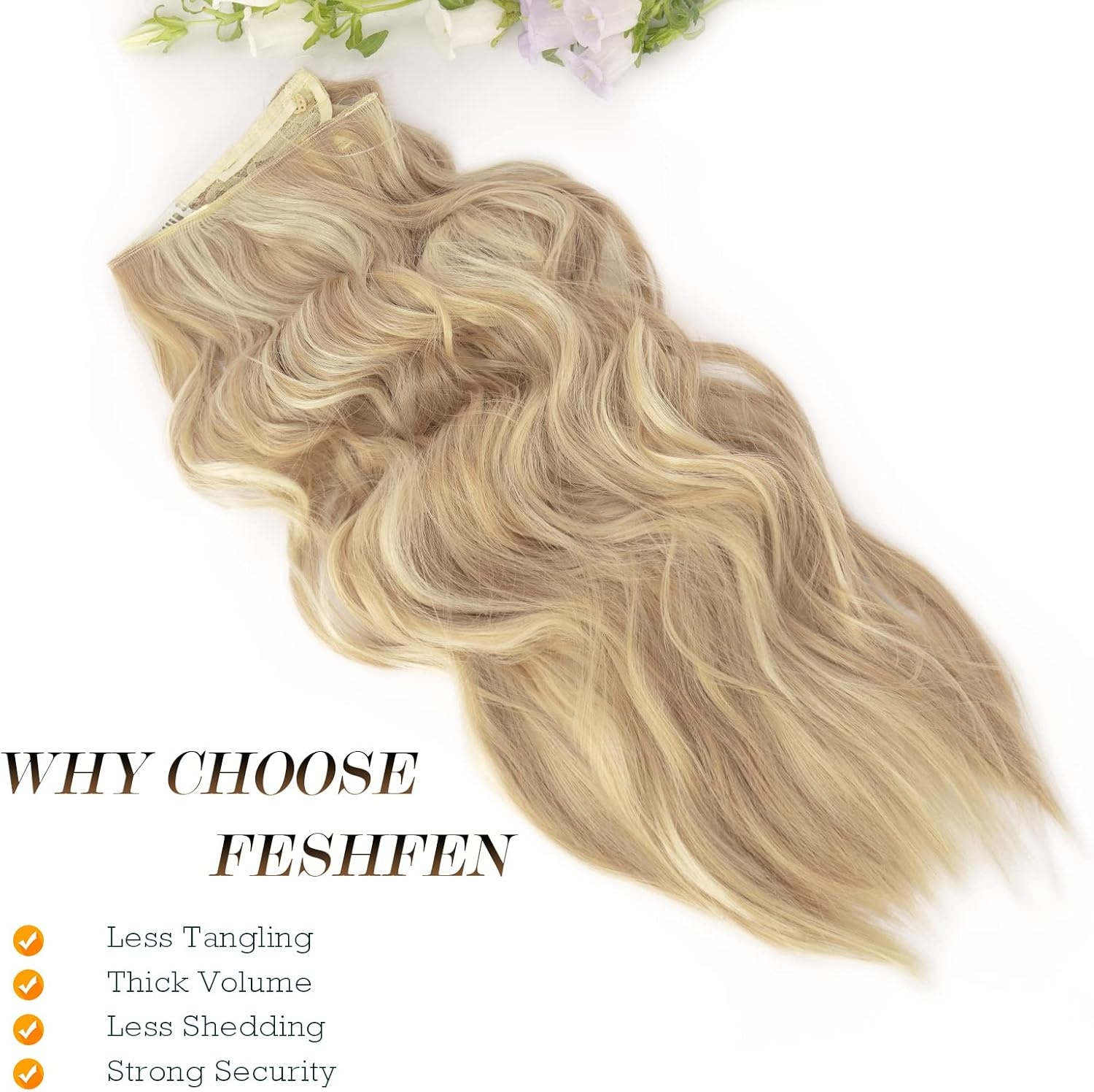 FESHFEN Secret Wire Haarverlenging Krullend Blond - 30% Korting