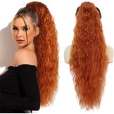 PORSMEER Clip-in Paardenstaart Haarstuk - Koper Rood (70cm) - 30% Korting