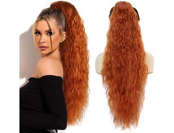 PORSMEER Clip-in Paardenstaart Haarstuk - Koper Rood (70cm) - 30% Korting