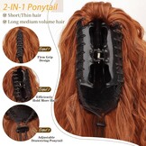 PORSMEER Clip-in Paardenstaart Haarstuk - Koper Rood (70cm) - 30% Korting