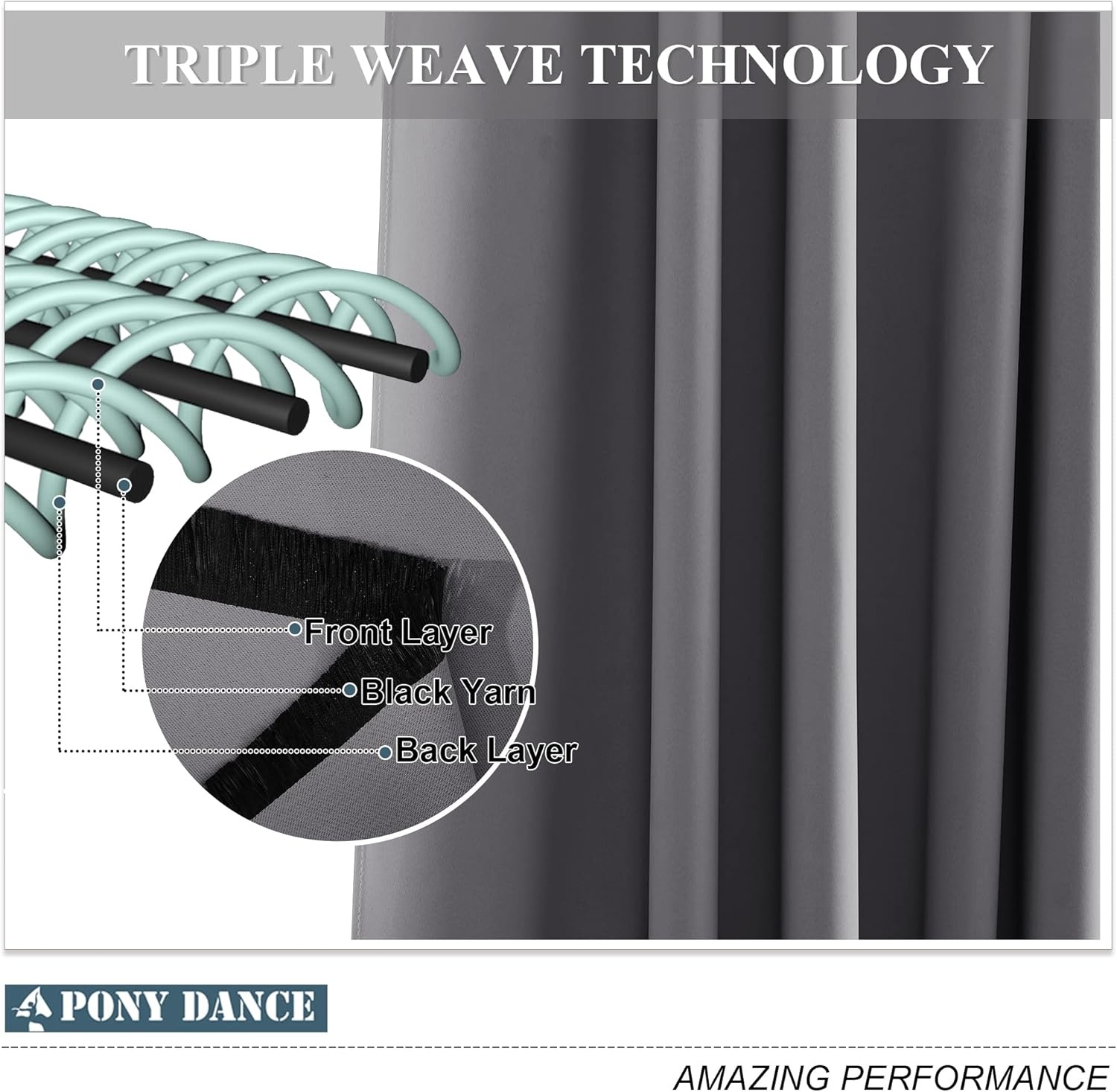 PONY DANCE Verduisterende Gordijnen - Grijs (B 132 x H 210 cm) - 30% Korting!