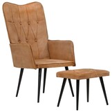 vidaXL Fauteuil met voetensteun canvas bruin - 49% Korting