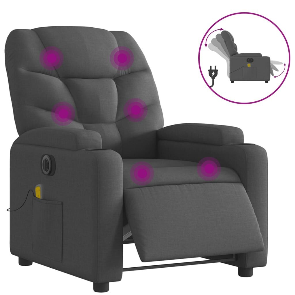 vidaXL Elektrische Massagestoel - Stof Donkergrijs - 35% Korting