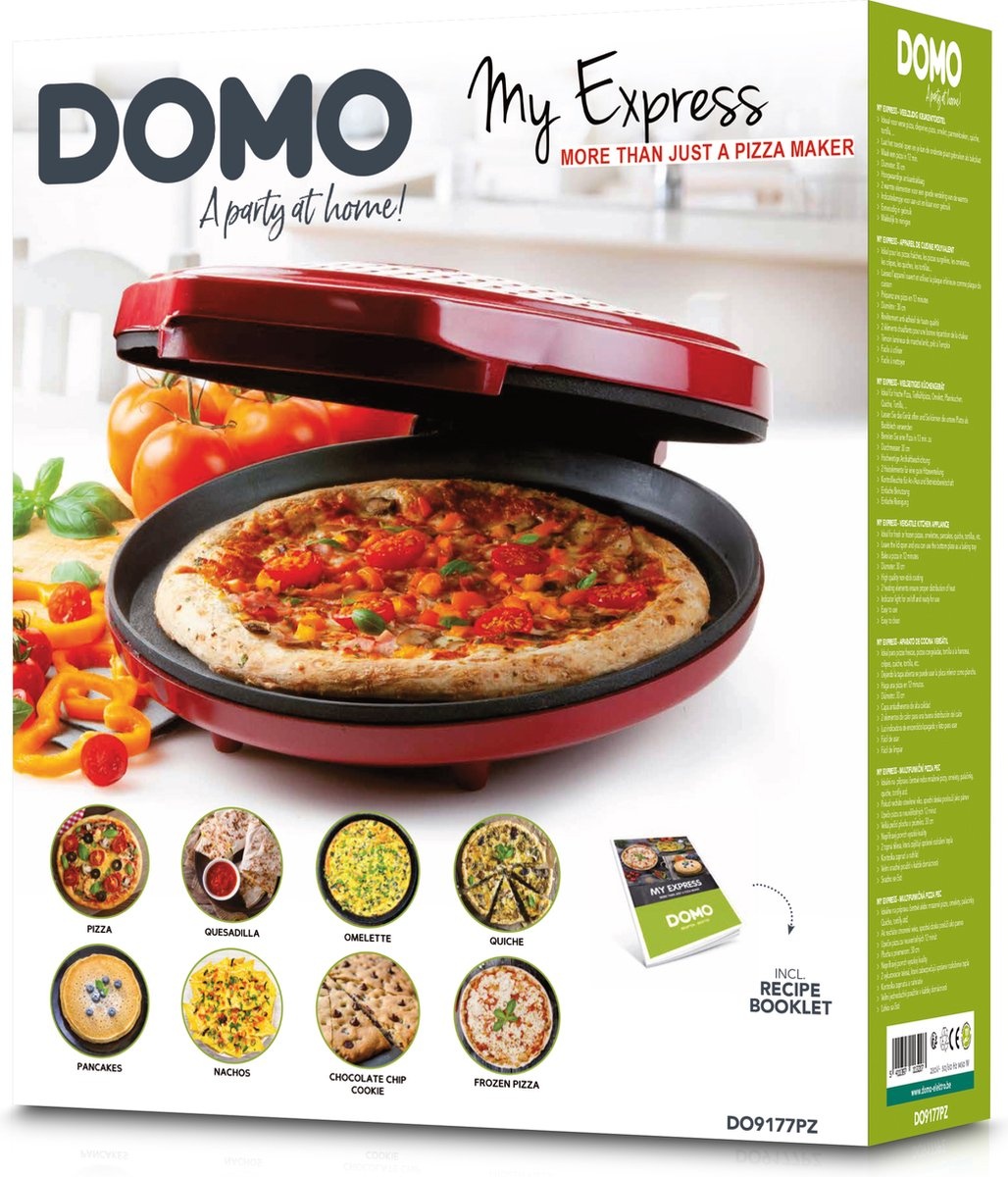 DOMO DO9177PZ Pizzamaker 'My Express' - 1450W - Rood | 41% Korting