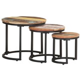 vidaXL Bijzettafel Set - 42% Korting - Gerecycled Hout & Metaal