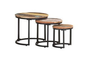 vidaXL Bijzettafel Set - 42% Korting - Gerecycled Hout & Metaal