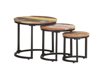 vidaXL Bijzettafel Set - 42% Korting - Gerecycled Hout & Metaal