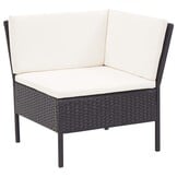 vidaXL Loungeset Poly Rattan Zwart - 3-delig met Kussens | 30% Korting