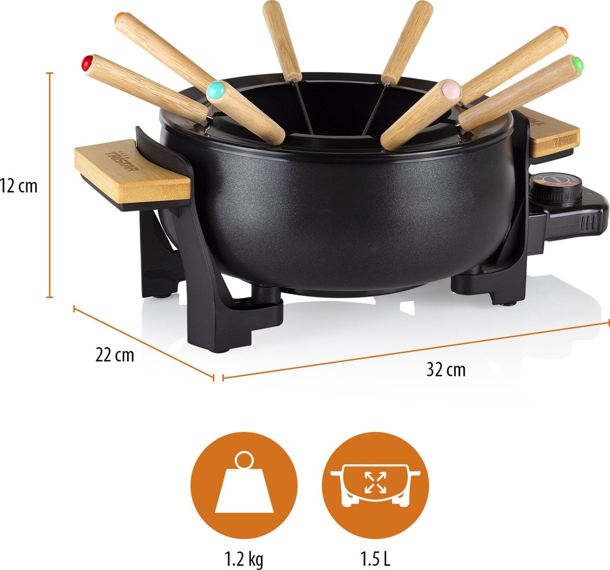 Tristar Fondueset Elektrisch 1000W - 1,5L voor 8 pers. - 41% KORTING!