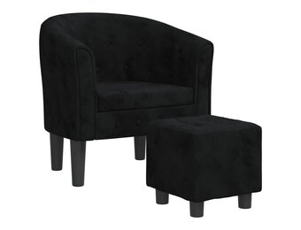 vidaXL Kuipstoel met Voetenbank Fluweel Zwart - 55% Korting