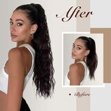 FESHFEN Ponytail Extensions 26" Krullend Golden Brown - 30% Korting