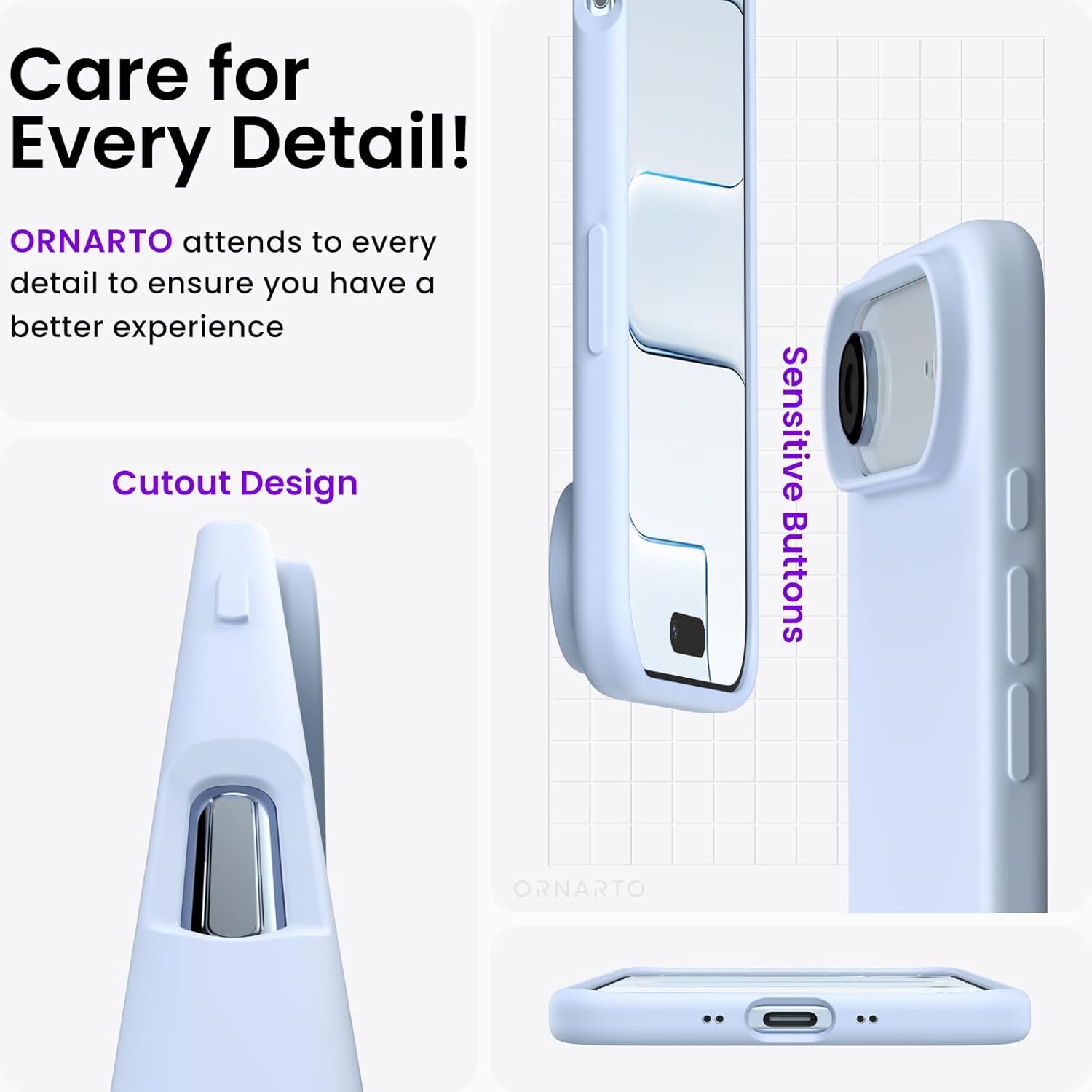 ORNARTO Baby Blue Silicone Hoesje | 30% Korting | Air Phone 6.6"