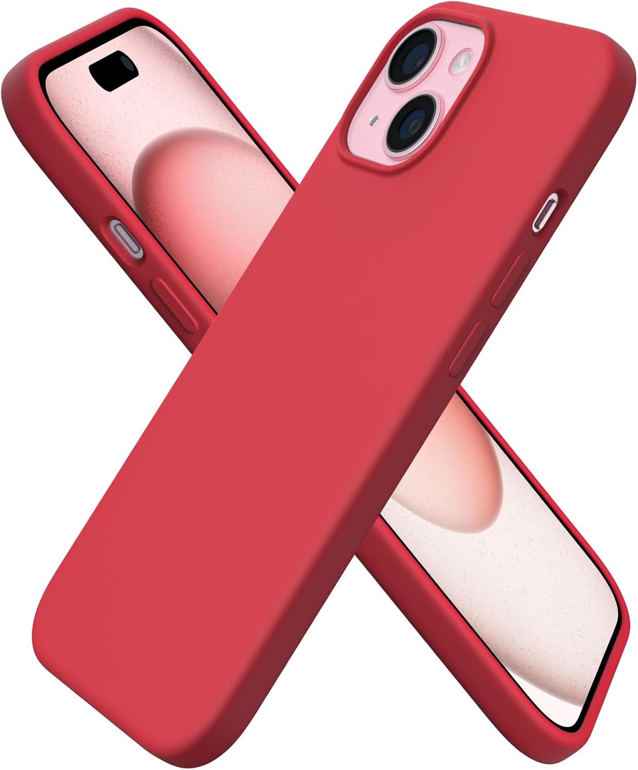 ORNARTO iPhone 15 Hoesje - Rood | 30% Korting | Vloeibaar Siliconen