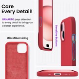 ORNARTO iPhone 15 Hoesje - Rood | 30% Korting | Vloeibaar Siliconen