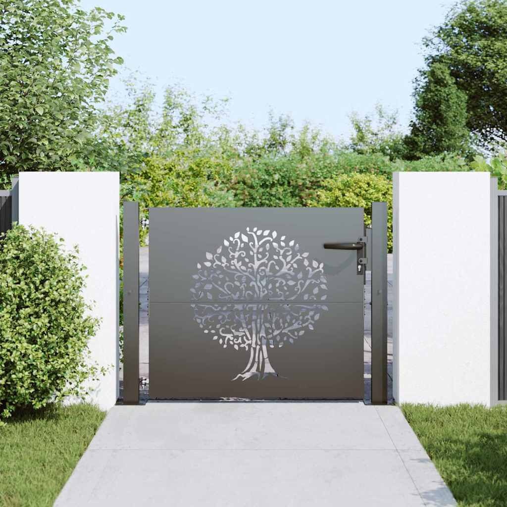 vidaXL Tuinpoort met slot - 68% KORTING | Zwart Staal 105x100cm