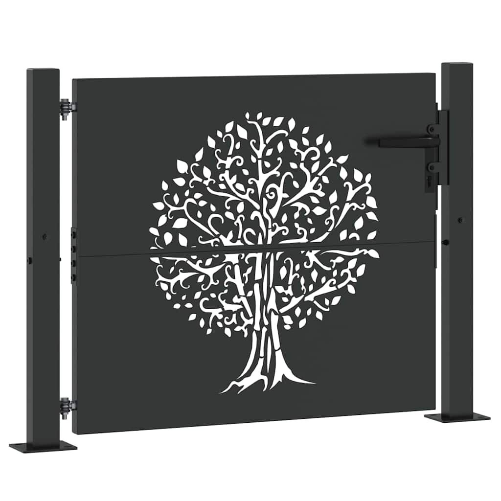 vidaXL Tuinpoort met slot - 68% KORTING | Zwart Staal 105x100cm