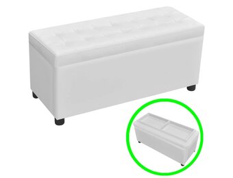 vidaXL Opberghocker Kunstleer Wit - 47% Korting