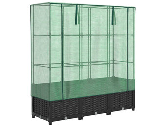 vidaXL Verhoogde Plantenbak Rattanlook met Kas - 120x40x138cm - 47% Korting