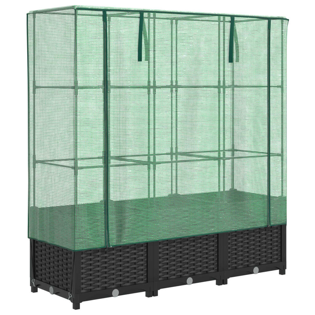 vidaXL Verhoogde Plantenbak Rattanlook met Kas - 120x40x138cm - 47% Korting