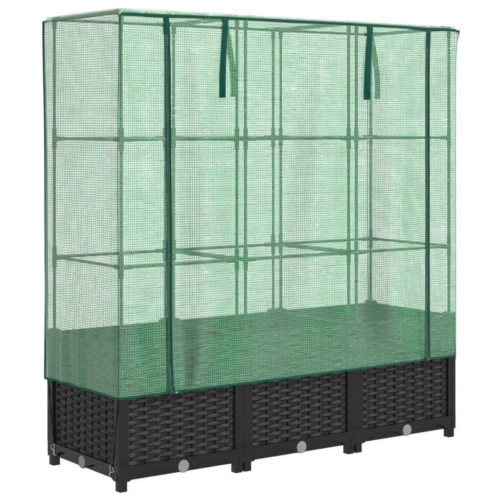 vidaXL Verhoogde Plantenbak Rattanlook met Kas - 120x40x138cm - 47% Korting