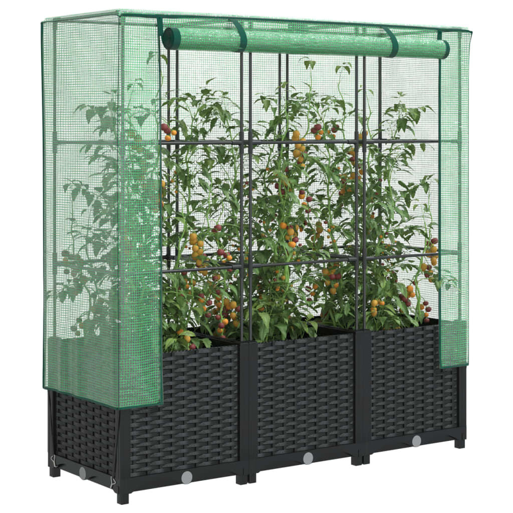 vidaXL Verhoogde Plantenbak Rattanlook met Kas - 120x40x138cm - 47% Korting
