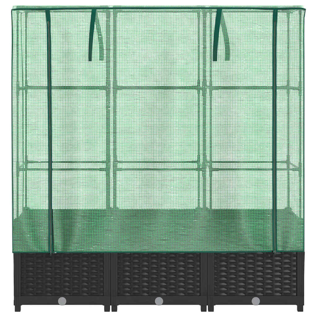 vidaXL Verhoogde Plantenbak Rattanlook met Kas - 120x40x138cm - 47% Korting