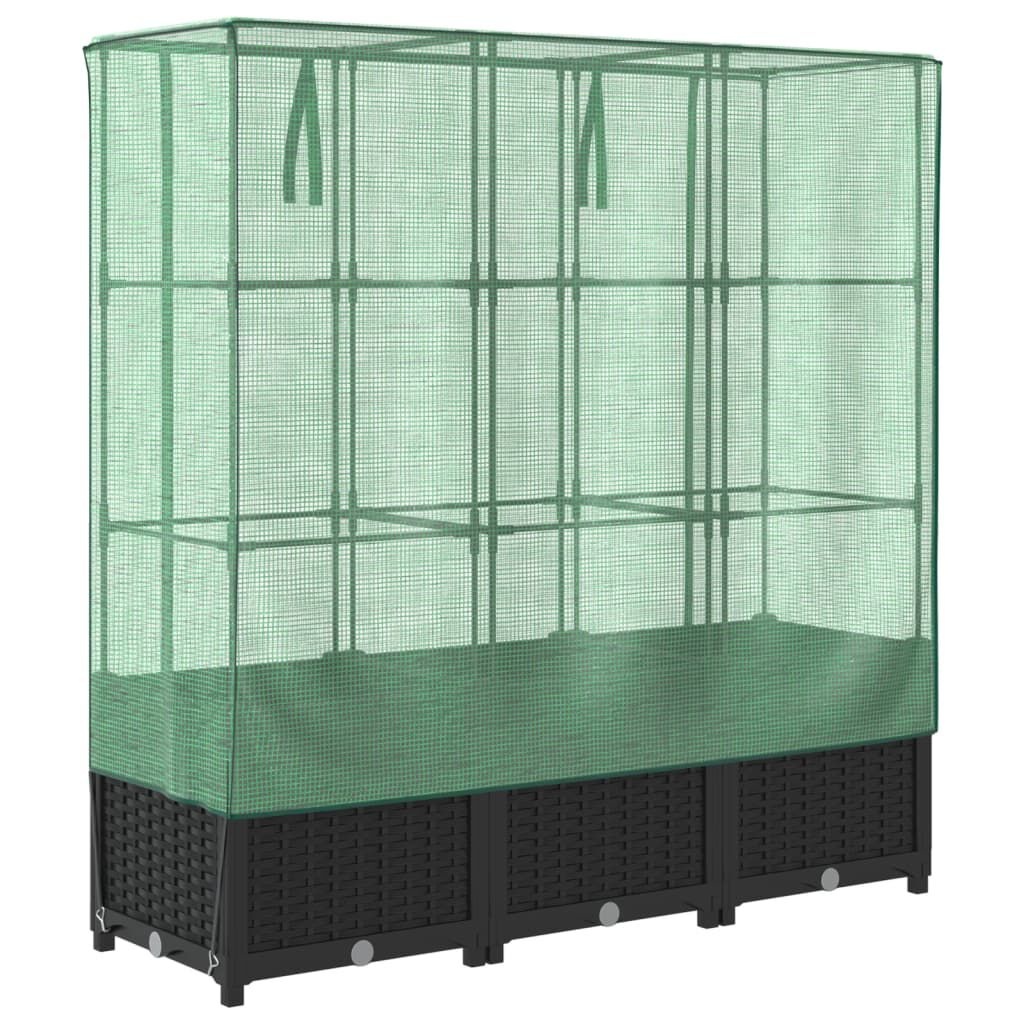 vidaXL Verhoogde Plantenbak Rattanlook met Kas - 120x40x138cm - 47% Korting