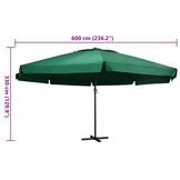VidaXL Parasol 600cm Groen - Aluminium Paal - 59% Korting!
