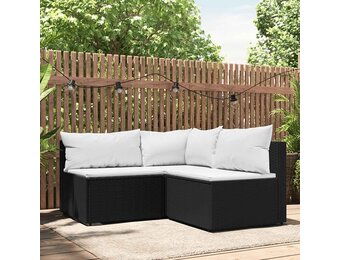 VidaXL Loungeset 3-delig Poly Rattan Zwart - 35% Korting!