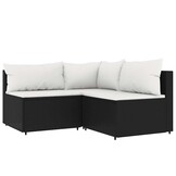 VidaXL Loungeset 3-delig Poly Rattan Zwart - 35% Korting!