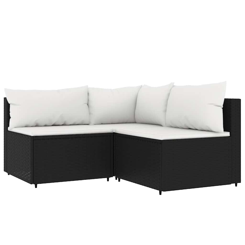 VidaXL Loungeset 3-delig Poly Rattan Zwart - 35% Korting!