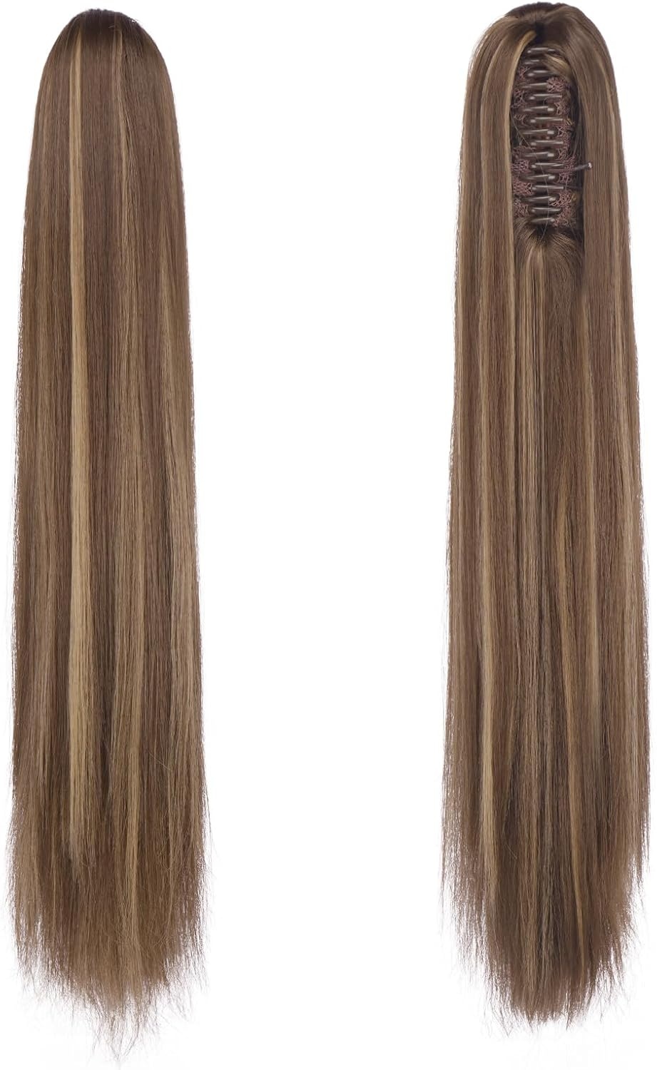 FESHFEN Paardenstaart Extension - 63cm Recht Honingblond/Bruin - 30% Korting!