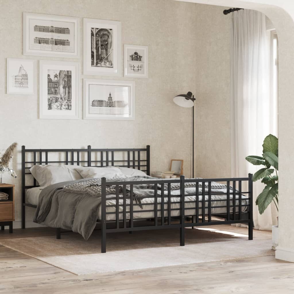 vidaXL Bedframe Metaal Zwart 150x200cm | 55% Korting