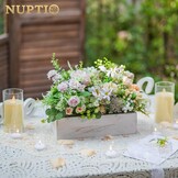 NUPTIO Houten Witte Vaas - Set van 2 | 30cm Vintage Bloemenbak - 30% Korting