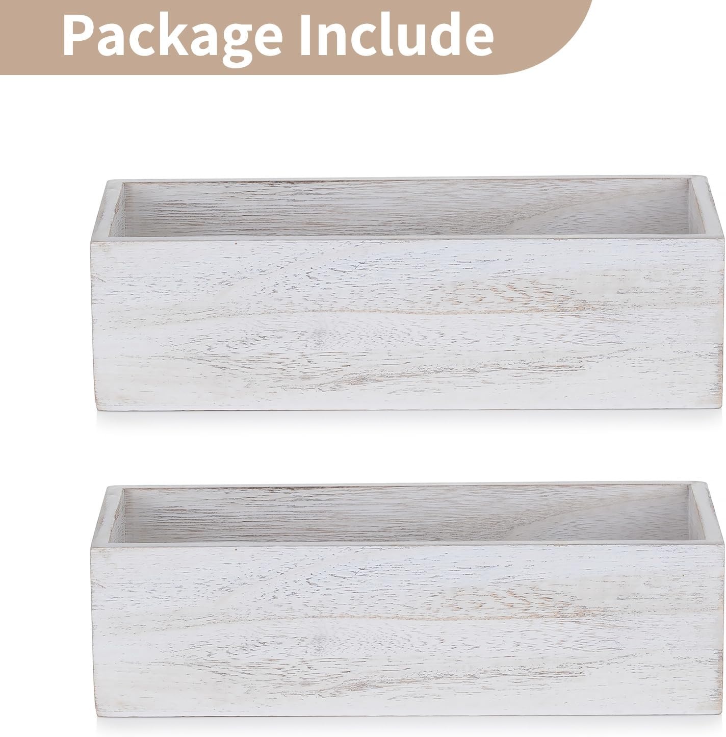 NUPTIO Houten Witte Vaas - Set van 2 | 30cm Vintage Bloemenbak - 30% Korting