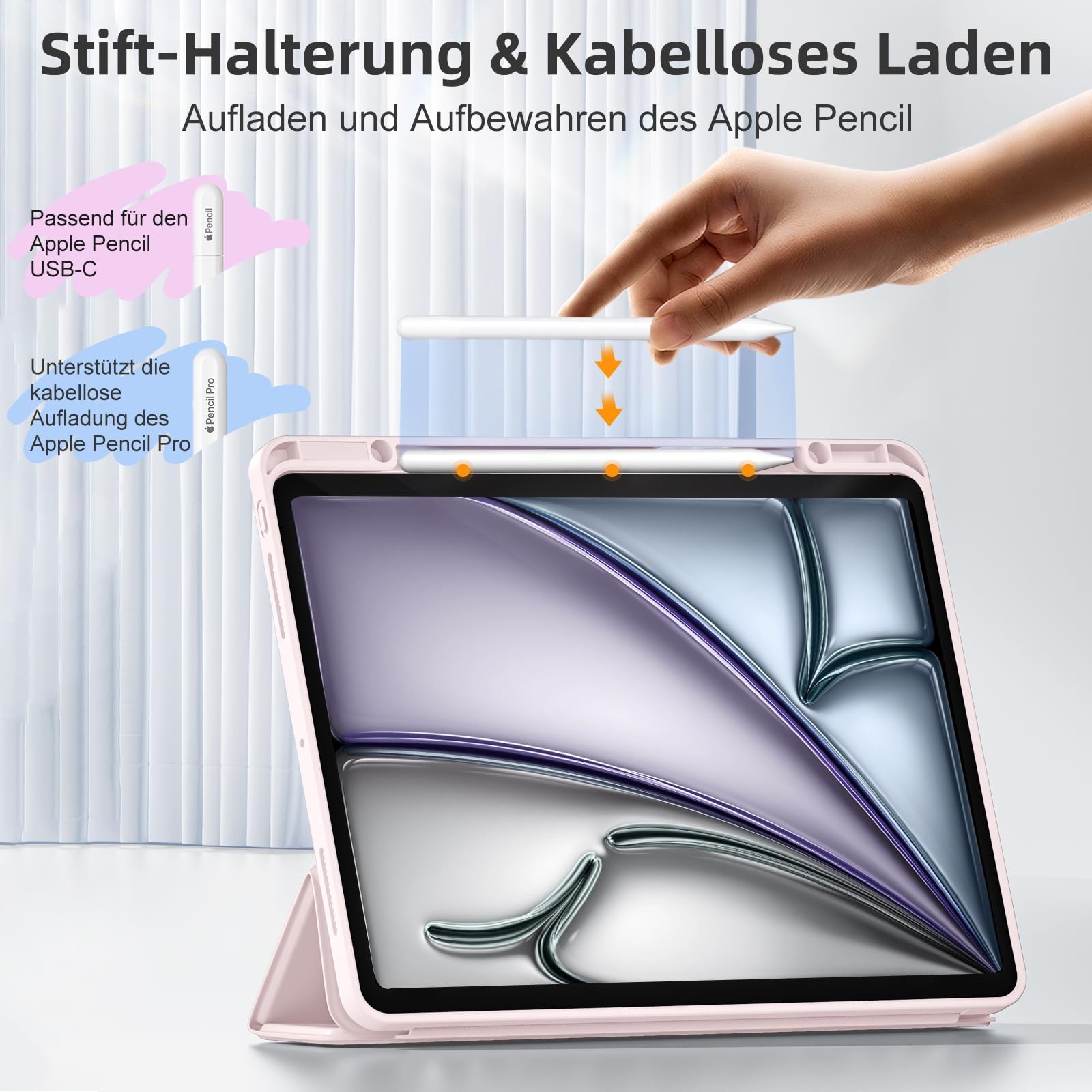 Vobafe iPad Air 13" Hoes met Potloodhouder & Stand - Roze (30% Korting)