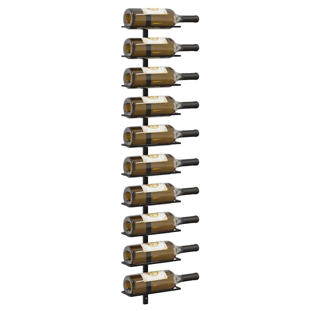 vidaXL Wijnrek 10 Flessen Wandmontage Metaal Zwart - 42% Korting!