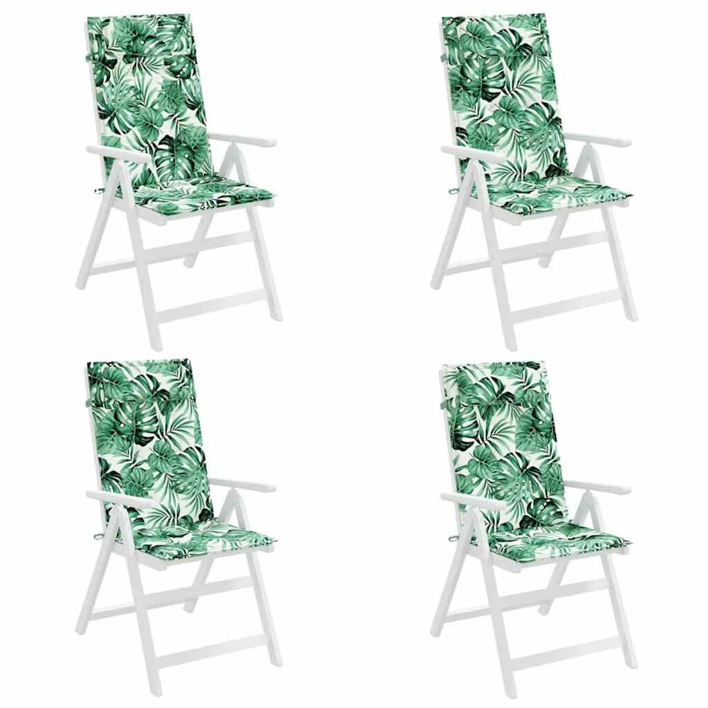 vidaXL Stoelkussens Hoge Rug (4 stuks) - Bladpatroon | 41% Korting