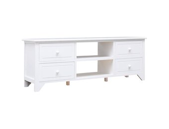 vidaXL TV-meubel Paulowniahout Wit - 108x30x40 cm | 47% Korting