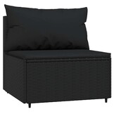 vidaXL 3-delige Loungeset met Kussens | Poly Rattan Zwart | -59%