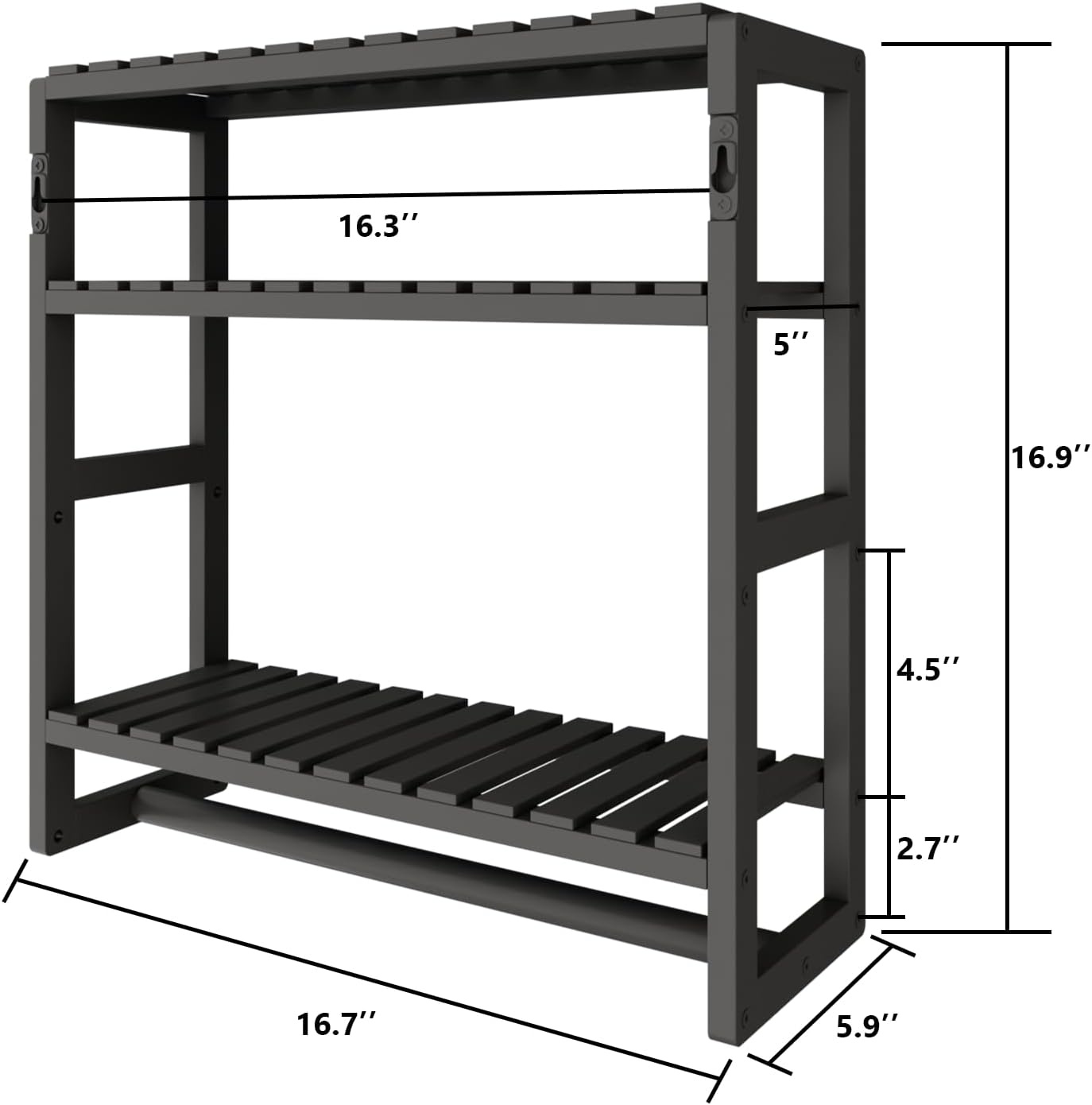 Bamworld Bathroom Shelf Storage Adjustable Bamboo shelf 3-Tiered Over Toilet Rack Bathroom Organizer for Space-Saving Wall Mount Stand Used in the Living Room (Black)