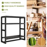 Bamworld Bathroom Shelf Storage Adjustable Bamboo shelf 3-Tiered Over Toilet Rack Bathroom Organizer for Space-Saving Wall Mount Stand Used in the Living Room (Black)