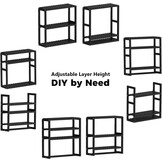 Bamworld Bathroom Shelf Storage Adjustable Bamboo shelf 3-Tiered Over Toilet Rack Bathroom Organizer for Space-Saving Wall Mount Stand Used in the Living Room (Black)