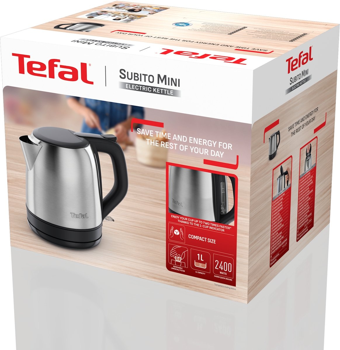 Tefal Subito Waterkoker 1L - RVS - 42% KORTING