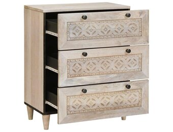 vidaXL Dressoir met lade Wit 60 x 33 x 75 cm massief mangohout