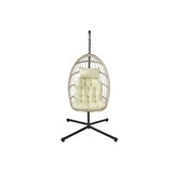 Inklapbare Hangstoel Egg Chair - Crème Zwart - 60% Korting!