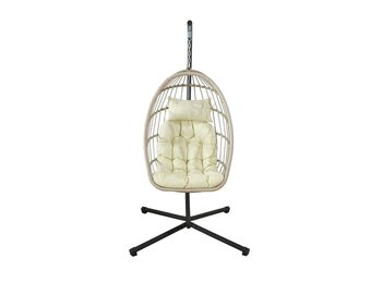 Inklapbare Hangstoel Egg Chair - Crème Zwart - 60% Korting!