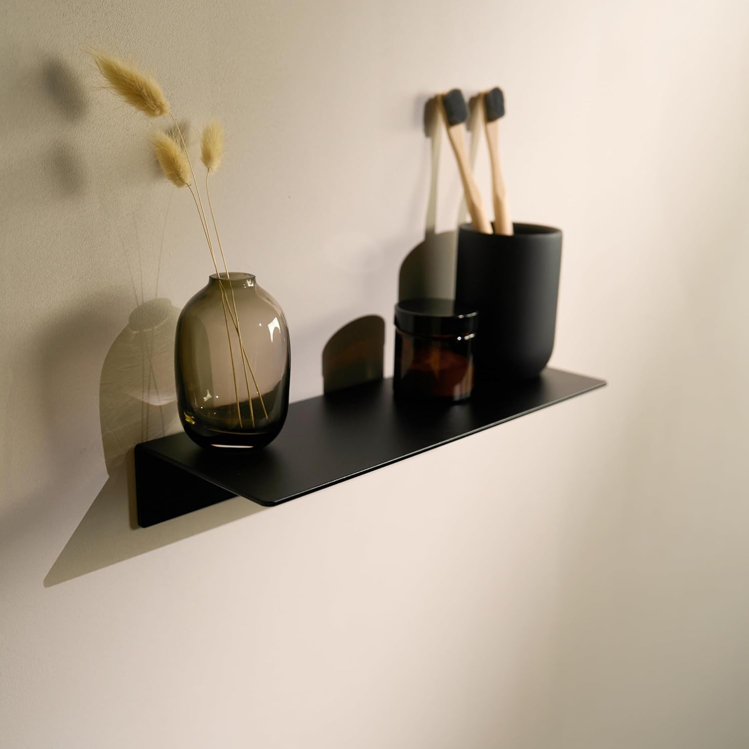 Design Hamburg Badplank | Rek zonder boren | Mat Zwart (30cm) | -30%