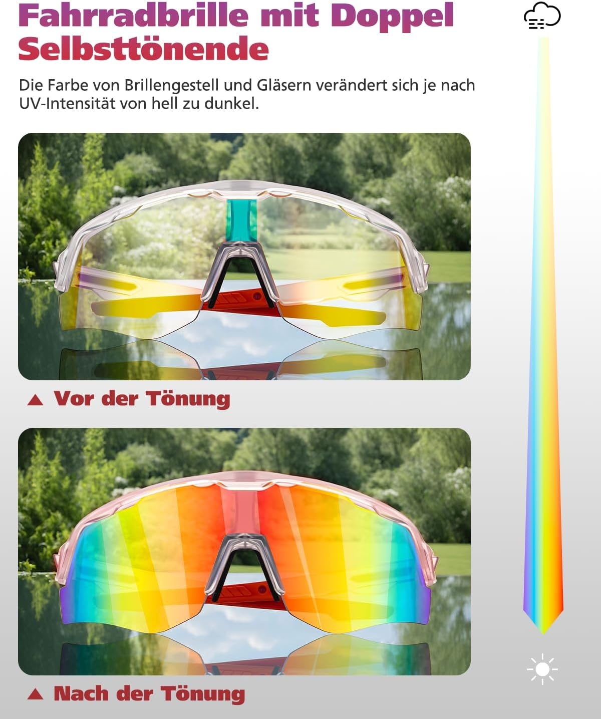 Fietsbril Dames Zelfkleurend - Fotochroom Frame - 30% Korting