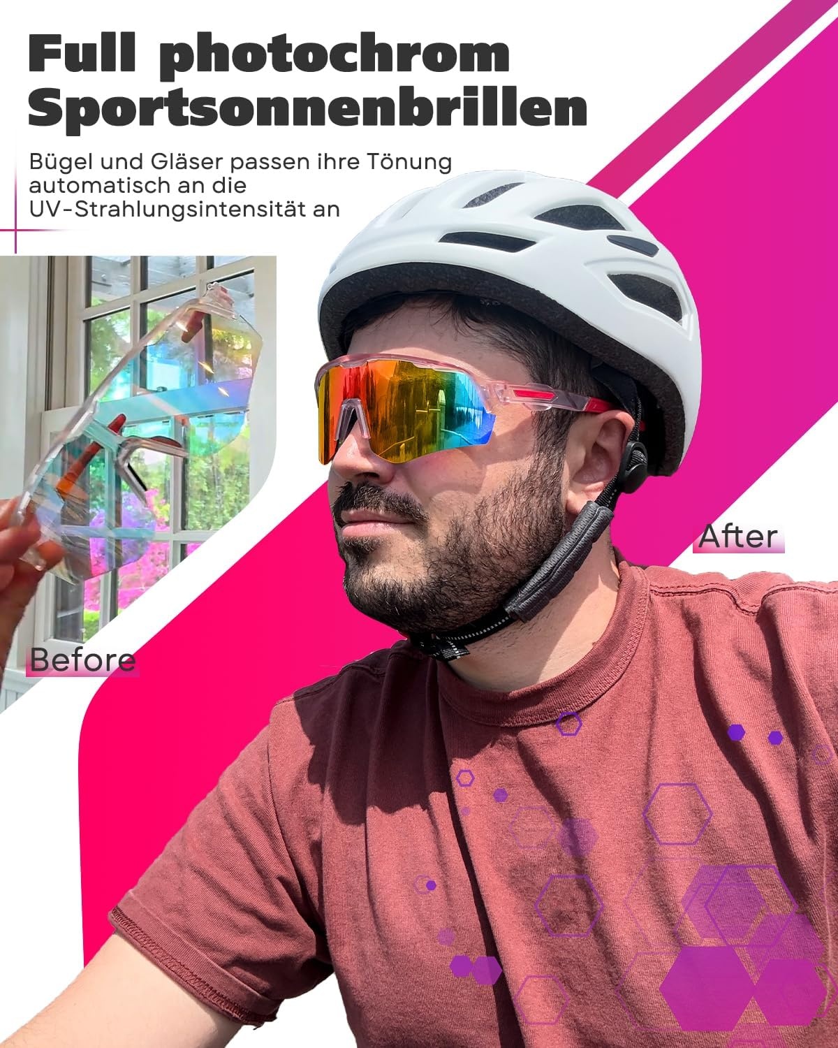 Fietsbril Dames Zelfkleurend - Fotochroom Frame - 30% Korting